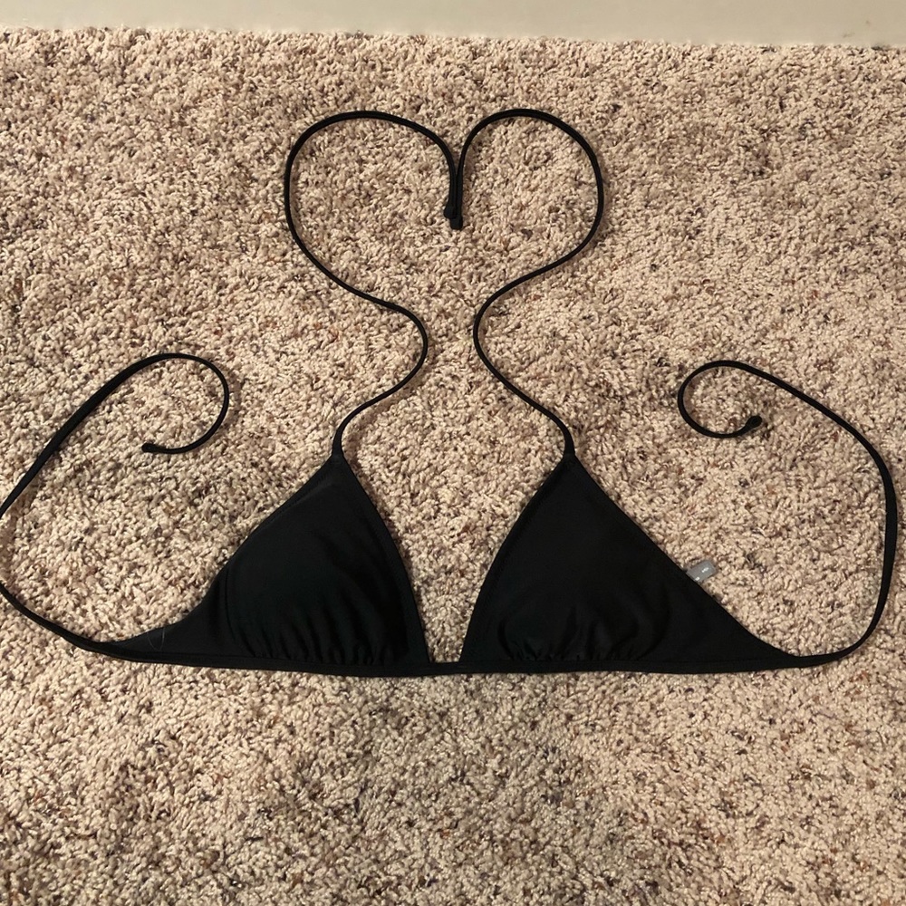 Aerie Black Tie Triangle Bikini Top